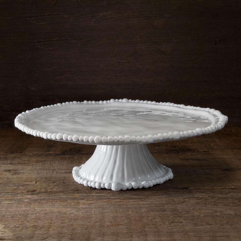 Alegria pedestal cake plate white