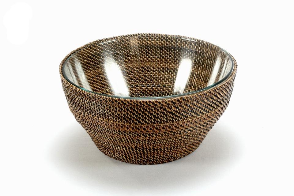 Basket with Glass Bowl 4QT