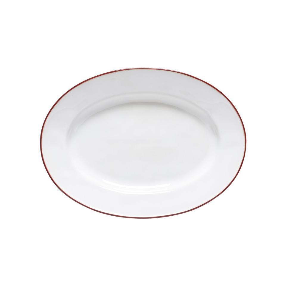 Beja - White Red Oval Platter 12 inch 