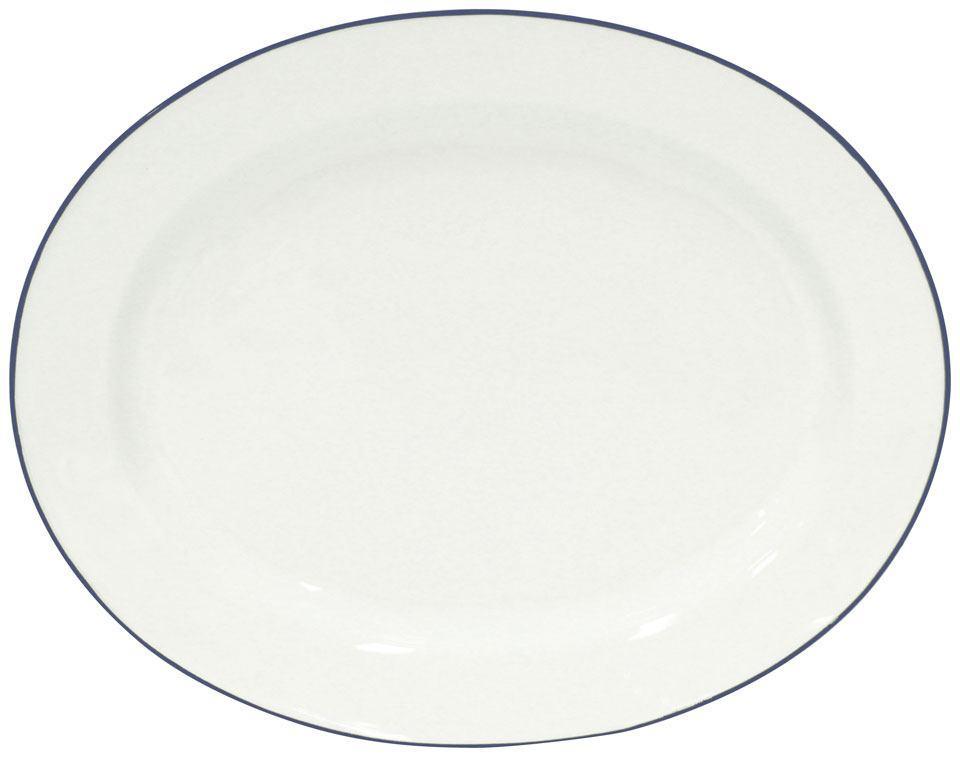 Beja - White Blue 15.75 inch Oval Platter