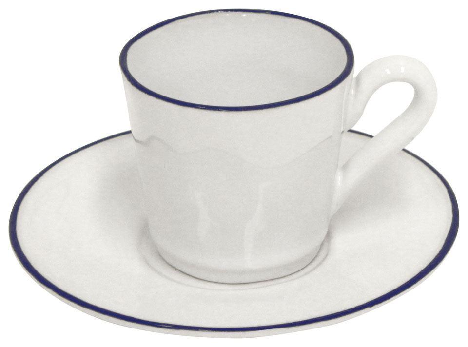 Beja - White Blue Coffee Cup & Saucer Set/4