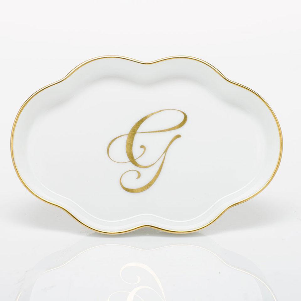 Scalloped Tray with Monogram - Multicolor