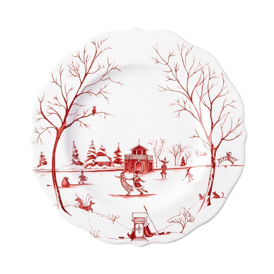 Winter Frolic "The Claus' Christmas Day" Ruby Dessert/Salad Plate