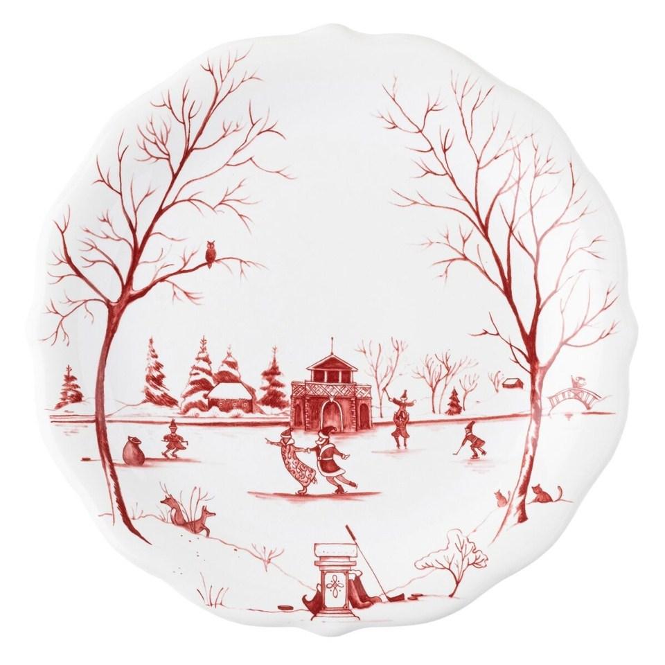 Winter Frolic "Mr. & Mrs. Claus" Ruby Party Plates Set/4