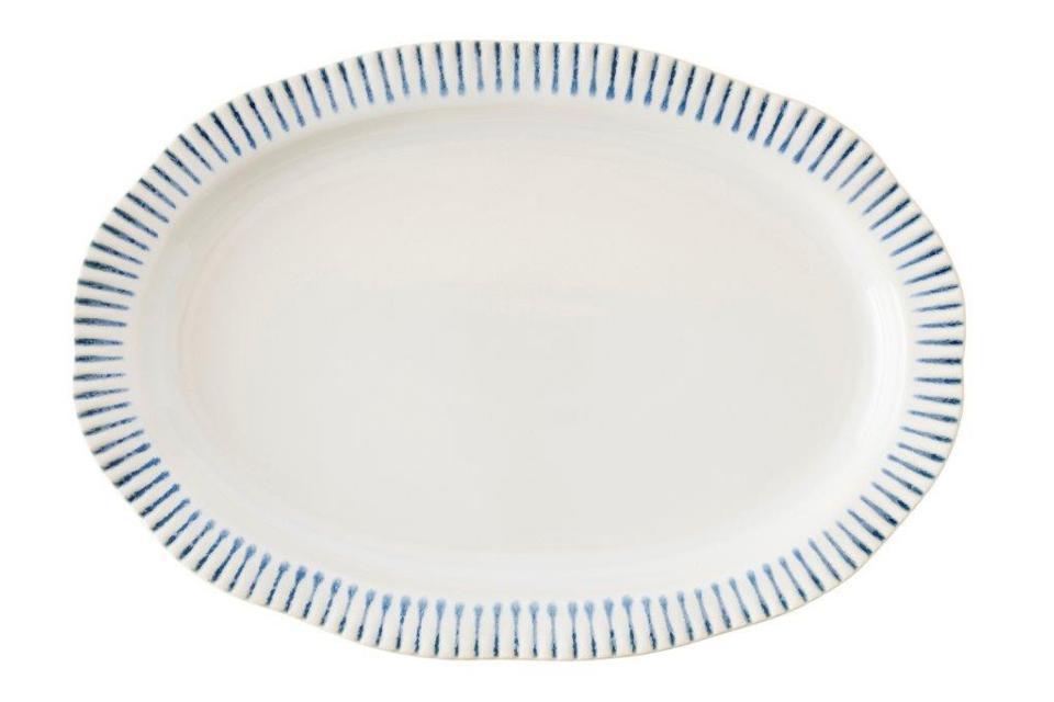 Stripe Indigo 17" Serving Platter