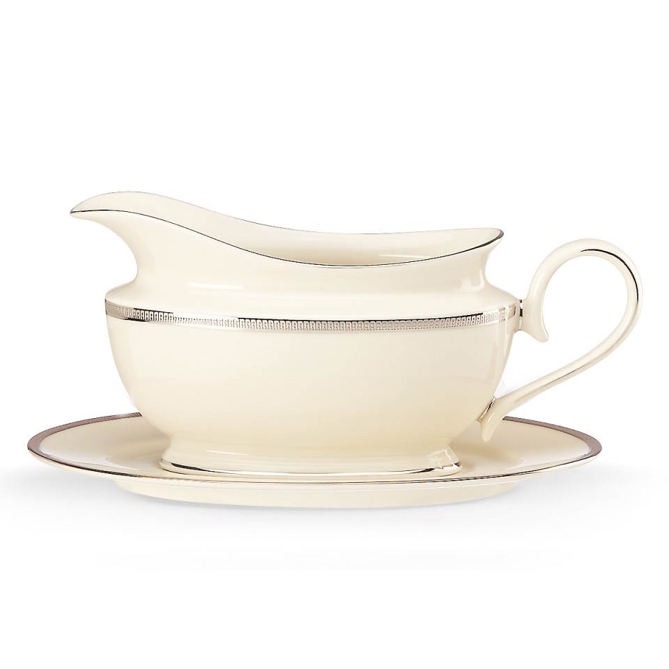 Lenox Hannah Platinum Sauce Boat and Stand White 