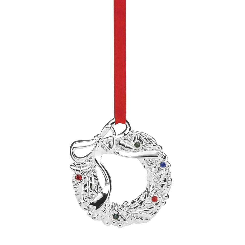 Jeweled Silver Wreath Charm