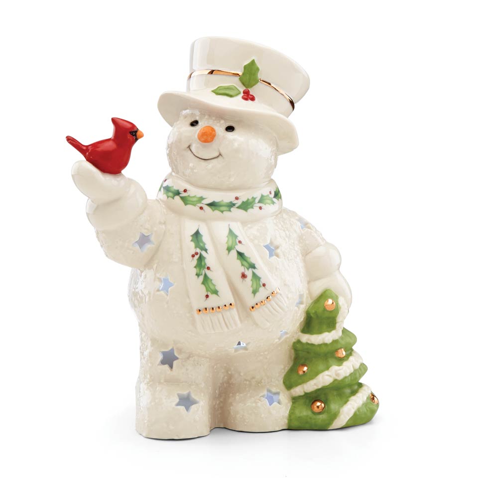Happy Holly Days Snowman Lit Figurine