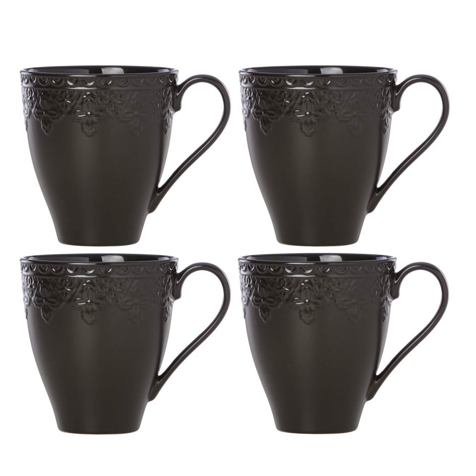 4-piece Matte Black Mug Set