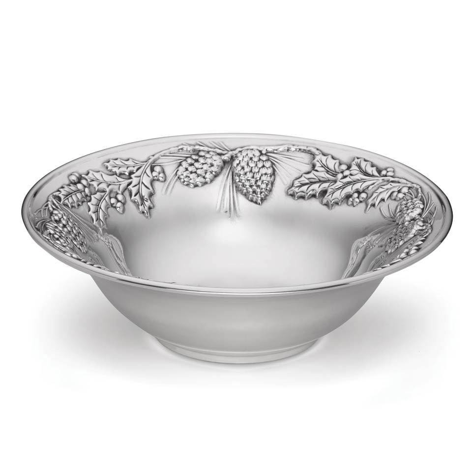 Pinecone & Holly Serving Bowl