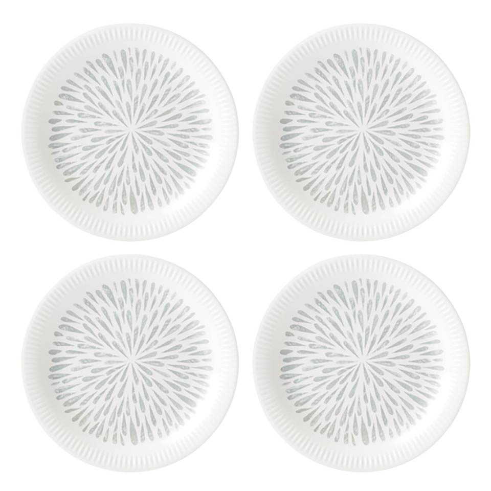 4-piece Accent Plate Set, White and Grey