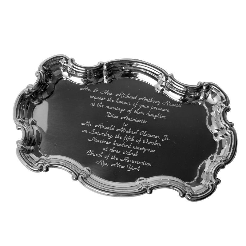 9" Chippendale Tray W/Engraved Invitation