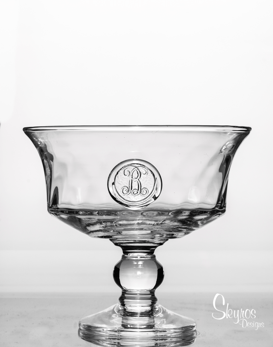 Compote - Candy Dish - Hand Stamped Inital