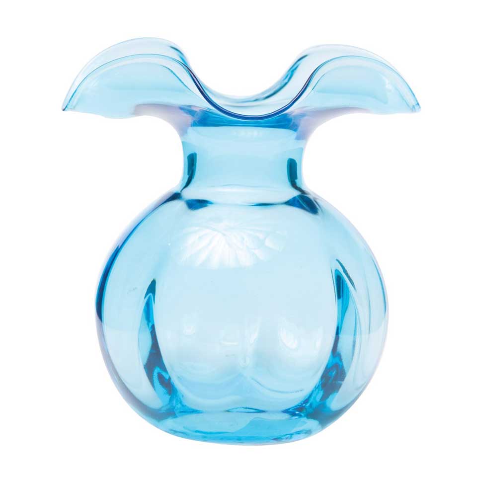 Glass Aqua Medium Fluted Vase