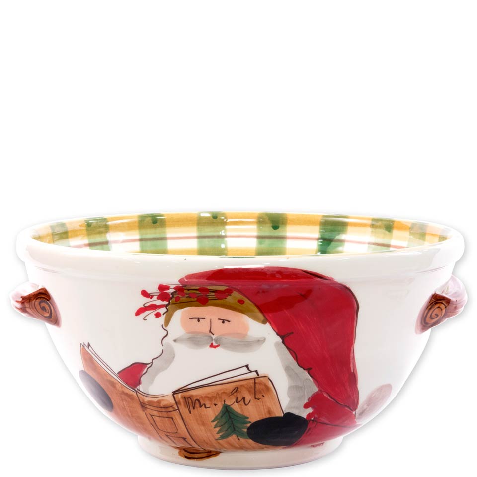 Handled Medium Bowl with Santa Reading