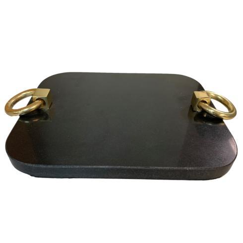 $278.00 Medium Black Granite Tray, Brass Handles