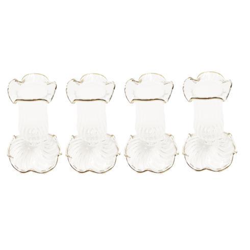 $62.00 Candleholder, Clear with Gold Trim, Set of 4