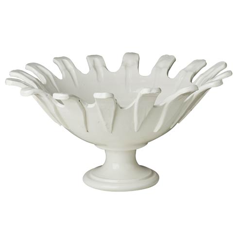 $358.00 Footed Bowl, White, Applied Petals