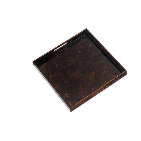 Abigails   Brown Lacquered Square Tray $72.00