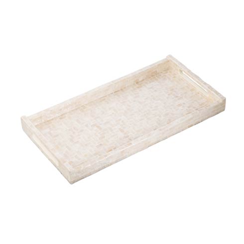 $72.00 Basket Weave Rectangle Tray, Pearl