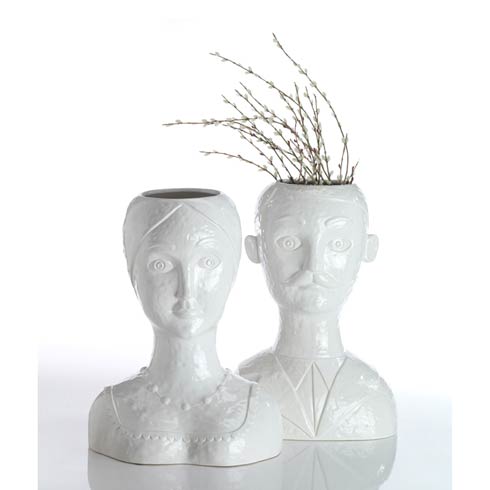 $182.00 Female Head Vase, White