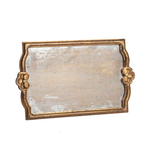 $158.00 Tray with Antiqued Mirror, Gold