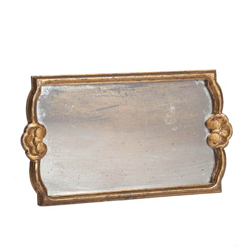 $146.00 Tray with Antiqued Mirror, Gold