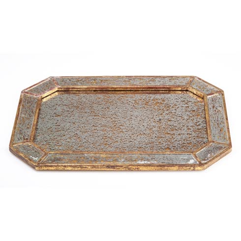 $178.00 Mirrored Tray with Gold Finish, Octagonal