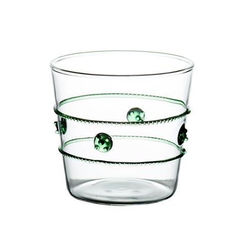Double Old Fashioned Glass, Green Rope, Set Of 4