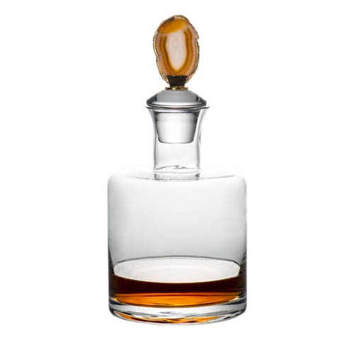 $82.00 Clear Decanter, Brown Agate Topper