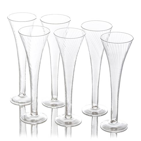 $114.00 Champagne Flute, Optic Design, Set Of 6