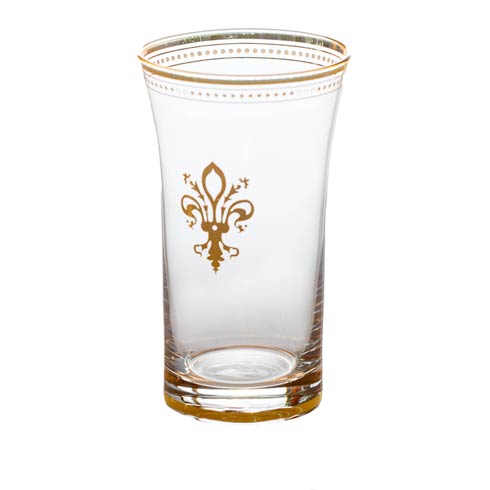 $89.00 Clear Glass With Fleur De Lis Motive & Gold Trim, Set Of 4