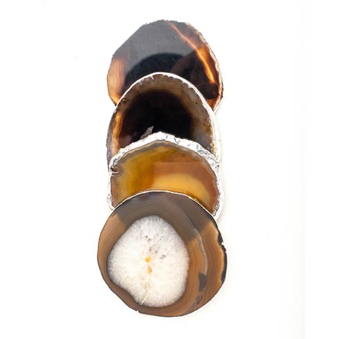 Coaster In Brown Agate, Silver, Set Of 4 - $108.00