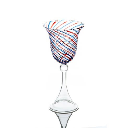$43.00 Water Glass, Red/Blue Swirl, Set Of 4