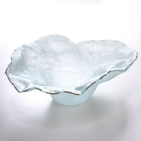 $617.00 28 x 20 x 8 ½" Water Bowl  Sculpture - Frosted with gold trim series of 500