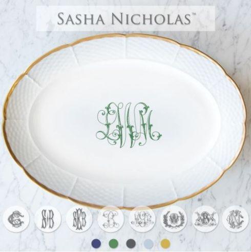  Weave Oval Platter Gold Rimmed with Choice of Monogram Style and Personal Message