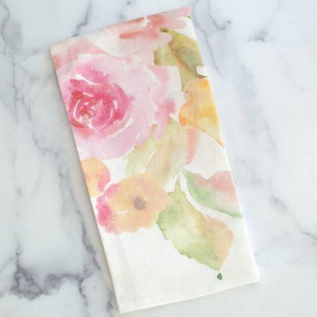 Arte Italica  Linen Towels By Crown Linen Designs Watercolor Floral Italian Linen Towel