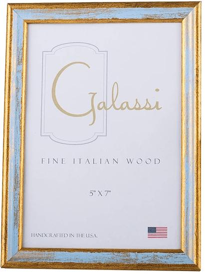 Galassi Handmade Fine Italian Wood  Traditional Blue Gold 4x6 Frame 14846 F G 