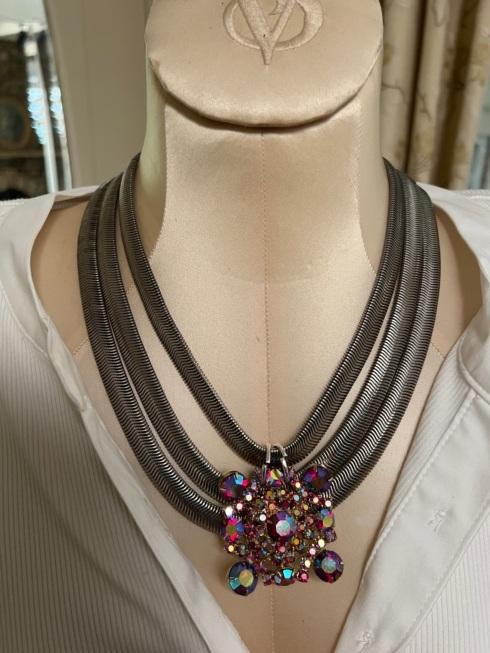 $169.00 vintage crystal, mesh necklace