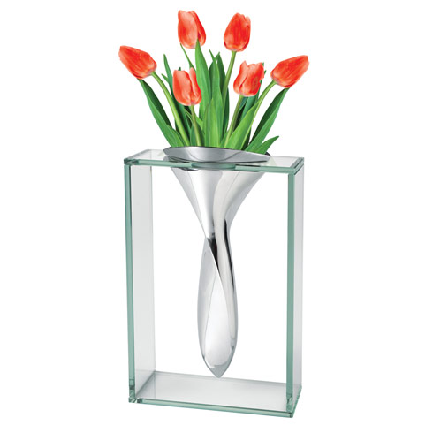 Badash  Decor The Elvis Vase 13 inch - A Unique Blend of Non Tarnish Aluminum and Glass $119.95