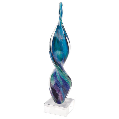 $119.95 Murano Style Art Glass Firestorm Corkscrew 18" Centerpiece
