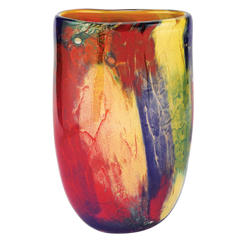 $114.95 Firestorm Murano Style Art Glass 11" Oval Vase