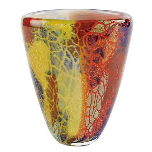 $84.95 Firestorm Murano Style Art Glass 8" Oval Vase