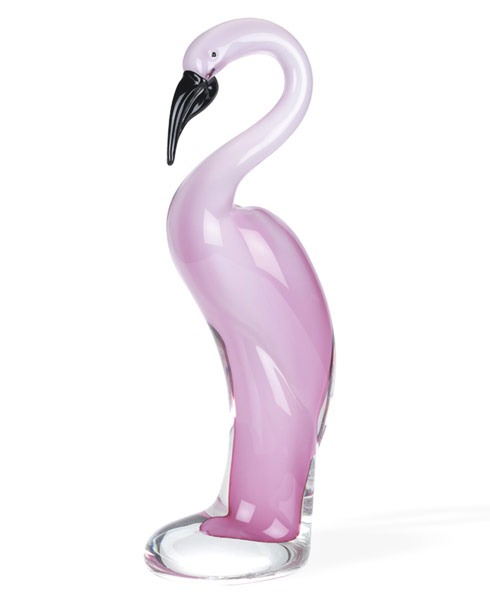 $98.00 Murano Style Art Glass 13" Pink Flamingo
