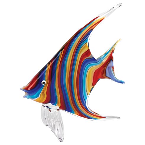 $69.95 Murano Style Art Glass 10" Rainbow Tropical Fish