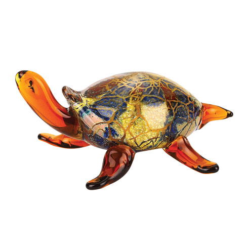 $54.95 Firestorm Murano Style Art Glass Turtle L5" x H3"