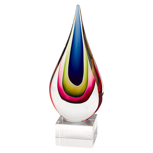 $99.95 Essence Murano Style Mouth Blown Teardrop Centerpiece on Crystal Base 12" Tall
