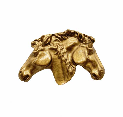 $18.00 Dual Horse Heads Lux Gold Cabinet Knob