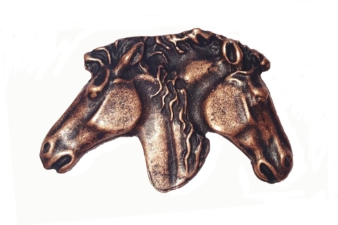 $16.50 Dual Horse Heads Copper Ox Cabinet Knob