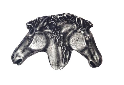 $16.50 Dual Horse Heads Pewter Ox Cabinet Knob